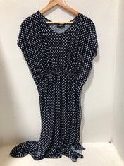 BLACKBERRY SHORT SLEEVE MAXI DRESS NAVY/WHITE POLKA DOT FREESIZE