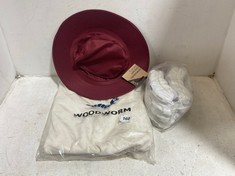 3 X ASSORTED CRICKET CLOTHING/ITEMS TO INCLUDE WOODWORM SLEEVELESS CRICKET JUMPER CREAM SIZE XL