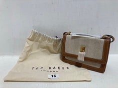 TED BAKER PADLOCK MINI CANVAS XBODY BAG TAN RRP- £110