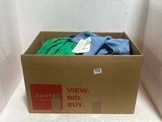 BOX OF ASSORTED ADULT CLOTHING TO INCLUDE ONLY CARMAKOMA DENIM SHORTS MEDIUM BLUE SIZE 48