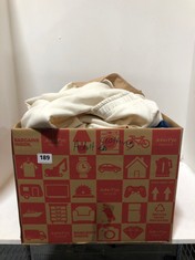 BOX OF ASSORTED ADULT CLOTHING TO INCLUDE HELLO KITTY JOGGERS CREAM WITH LOGO SIZE 14/16