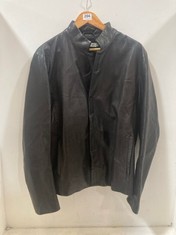 EMPORIO ARMANI VELCRO LEATHER JACKET BLACK SIZE 48