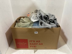 BOX OF ASSORTED ADULT CLOTHING TO INCLUDE HOODIE GREY WITH HOGWARTS LOGO SIZE SM