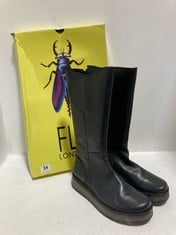 FLY LONDON RHEA KNEE HIGH BOOTS BLACK LEATHER SIZE 6 RRP- £119.99