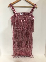 3 X ASSORTED WOMEN'S CLOTHING TO INCLUDE WOMEN'S GLITTER FRINGE SHORT DRESS IN BRIGHT PINK SIZE S