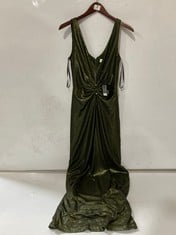 HALSTON CASSANDRA SEQUIN RUCHE MAXI DRESS SEAWEED SIZE 10 RRP- £606