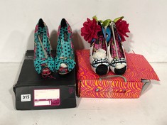 IRON FIRST LADY KILLER PEEP TOE PLATFORM HIGH HEEL SHOES PINK/TEAL MULTI SIZE 38 TO INCLUDE IRON FIRST PEEP TOE PLATFORM HIGH HEEL SHOES WHITE/MULTI SIZE 38