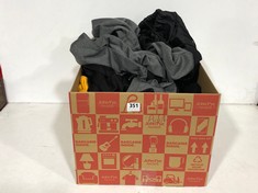 BOX OF ASSORTED ADULT CLOTHING TO INCLUDE KEANU SLIM FIT JOGGERS GREY MARL/BLACK SIZE XL