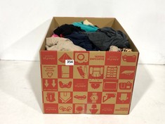 BOX OF ASSORTED ADULT CLOTHING TO INCLUDE NEXT LINEN SHORTS BEIGE SIZE 12