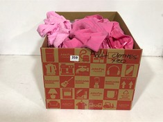 BOX OF ASSORTED ADULT CLOTHING TO INCLUDE WIDE LEG TROUSERS PINK SIZE 16