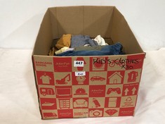 BOX OF ASSORTED KIDS CLOTHING TO INCLUDE LULLABY DENIM JEANS BLUE SIZE 12-18MTHS