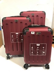 LUGG SET OF 3 TRAVEL CASES BURGUNDY HARDSHELL SPINNERS