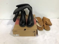 HEAVENLY FEET HUDSON KNEE HIGH BOOTS BLACK SIZE 6 TO INCLUDE RIVER ISLAND BOOTS TAN SUEDE SIZE 6