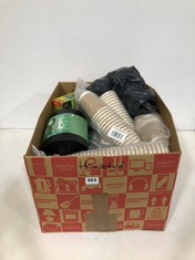 BOX OF ASSORTED HOUSEHOLD ITEMS TO INCLUDE ECO 360 HEAVY DUTY REFUSE SACKS 50X100L