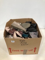 BOX OF ASSORTED ADULT FOOTWEAR TO INCLUDE CLARKS WEDGE SANDLE LIGHT TAUPE SIZE 5.5