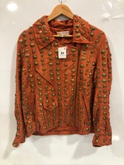 FREE PEOPLE ZIPPED JACKET RUST/BRONZE SIZE XS RRP- £386