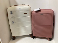 KONO TRAVEL CASE CREAM/BROWN HARDSHELL MEDIUM SPINNER TO INCLUDE FLYMAX TRAVEL CASE ROSE PINK HARDSHELL 20 INCH SPINNER