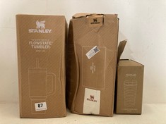 3 X ASSORTED DRINKING BOTTLES TO INCLUDE STANLEY THE QUENCHER H2.0 FLOWSTATE TUMBLER 1.18L