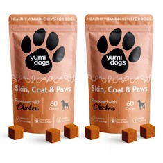 24 X DOGS SUPPLEMENT FOR SKIN, COAT AND PAWS X2 PACK | DOG CHEWS WITH BIOTIN & VITAMIN E FOR ITCHY SKIN RELIEF AND THINNING COAT | SUITABLE FOR ADULT & SENIOR DOGS | 60 CHICKEN FLAVOURED CHEWS.