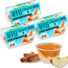 15 X DOLE FRUIT & CREAM APPLE & CINNAMON 3 X 4 PACKS, HEALTHY SNACK MADE WITH FRESH FRUIT, NO ADDED SUGAR FRUIT BOWLS, PERFECT FOR BREAKFAST & DESSERT OR ADDING TO RECIPES (PACKAGING MAY VARY).