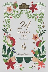 ASSORTED TEA TO INCLUDE AHMAD TEA ADVENT CALENDAR | CHRISTMAS TEAS, BLACK TEAS, GREEN TEAS, FRUIT & HERBAL TEAS | CHRISTMAS GIFT - 24 TEABAG SACHETS.