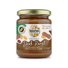 10 X BIONA ORGANIC HI-OLEIC DARK ROAST PEANUT BUTTER 250G, PACK OF 6 - SMOOTH NO SALT - HI-OLEIC ORGANIC ARGENTINIAN PEANUTS - NATURALLY DEEP AND INTENSE FLAVOUR - VEGAN AND PALM OIL FREE.