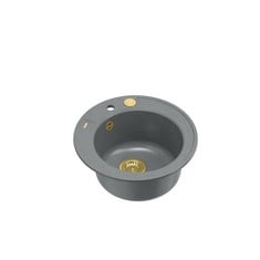 QUADRON MORGAN 210 KITCHEN SINK, 1-CHAMBER BASIN, DIMENSIONS: DIAMETER 51 CM, BASE CABINET FROM 45 CM (GREY + GOLD PVD).