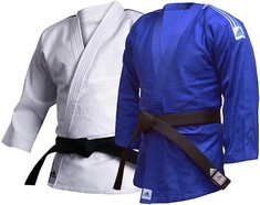 QTY OF ITEMS TO INLCUDE ASSORTED ITEMS TO INCLUDE ADIDAS JUDO GI UNIFORM SUIT 500G/19OZ PERFECT FOR TRAINING, DURABLE POLYCOTTON UNIFORM, THROWING, SPARRING, PRACTICE, FIGHTING, SIZES 130-200CM, FOR