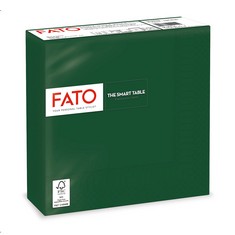 50 X FATO, DISPOSABLE PAPER NAPKINS, IDEAL FOR LUNCH AND INFORMAL BUFFETS, PACK OF 50 NAPKINS, SIZE 33 X 33 CM, 4 FOLDED, 2 PLY, FOREST GREEN, 100% PURE CELLULOSE PAPER, FSC CERTIFIED.