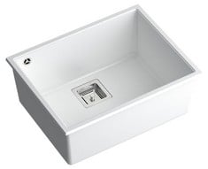 1 X QUADRON DAVID 50 GRANITE SINK, DIMENSIONS: 55 X 42 X 22.5 CM, 1-CHAMBER UNDERMOUNT SINK, CABINET UNDERMOUNT OF: 60 CM (WHITE + STEEL).