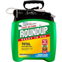 4 X ROUNDUP FAST ACTION WEEDKILLER PUMP 'N GO READY TO USE SPRAY, 5 LITRE.