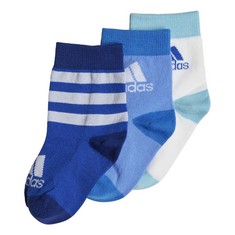 21 X ADIDAS UNISEX KIDS GRAPHIC SOCKS 3 PAIRS, ROYAL BLUE/BLUE FUSION/WHITE, 2-3.5UK CHILD.