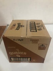 10 X QUAKER OATS CARAMEL FUDGE FLAVOUR (8 POTS PER BOX).