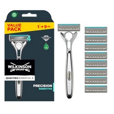 QTY OF ITEMS TO INLCUDE 8X ASSORTED RAZORS TO INCLUDE WILKINSON SWORD - QUATTRO TITANIUM FOR MEN | SENSITIVE COMFORT | RAZOR HANDLE + 9 BLADE REFILLS, GILLETTE MACH3 TURBO RAZOR FOR MEN, 3-BLADED RAZ