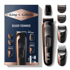 QTY OF ITEMS TO INLCUDE ASSORTED RAZORS TO INCLUDE KING C. GILLETTE MEN'S BEARD TRIMMER, CORDLESS ELECTRIC RAZOR FOR MEN WITH LIFETIME SHARP BLADES AND 4 COMBS, GILLETTE INTIMATE MEN’S INTIMATE TRIMM