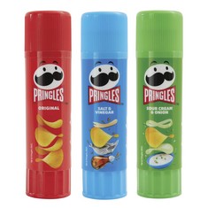 48 X HELIX PRINGLES GLUE STICKS - 3 PACK (3X21G) - WASHABLE CLEAR GLUE - ASSORTED PRINGLES DESIGNS.