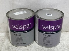 VALSPAR INDUSTRIAL MIX CT111 CARBAZOLE VIOLET 3.785L TO INCLUDE VALSPAR INDUSTRIAL MIX CT120 SCARLET RED 3.785L (COLLECTION ONLY)