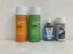 10 X ASSORTED ITEMS TO INCLUDE AKZONOBEL SIKKENS 1K ALL PLASTICS PRIMER 400ML (COLLECTION ONLY)