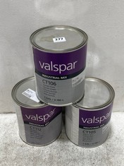 3 X ASSORTED VALSPAR INDUSTRIAL MIX TO INCLUDE CT106 QUINDO VIOLET 1 GAL (COLLECTION ONLY)