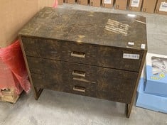 3 DRAWER CHEST OF DRAWERS IN BROWN MARBLE EFFECT