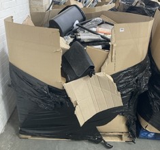 PALLET OF ASSORTED ITEMS TO INCLUDE BLACK PLASTIC HOUSEHOLD BIN