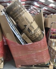 PALLET OF ASSORTED ITEMS TO INCLUDE SET OF ADULT CRUTCHES