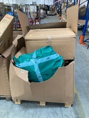 PALLET OF ASSORTED ITEMS TO INCLUDE BRIGHT ORANGE GARDEN CHAIR PADS