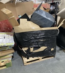 PALLET OF ASSORTED ITEMS TO INCLUDE BLACK RATTAN FURNITURE SET (PART)