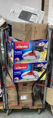 CAGE OF ASSORTED ITEMS TO INCLUDE QTY OF VILEDA TURBO 2 IN 1 MICROFIBRE MOP SET (CAGE NOT INCLUDED)