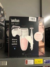 2 X BRAUN SILK-ÉPIL 5 EPILATOR FOR HAIR REMOVAL, 3 IN 1, INCLUDES SHAVER & TRIMMER HEAD, CORDLESS, GENTLE HAIR REMOVAL SETTING, WET & DRY, 100% WATERPROOF, 2 PIN BATHROOM PLUG, 5-820, WHITE/PINK: LOC