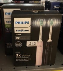 PHILIPS SONICARE 3100 SERIES SONIC ELECTRIC TOOTHBRUSH (DUAL PACK) WITH PRESSURE SENSOR AND BRUSH SYNC REPLACEMENT REMINDER, BLACK AND SUGAR ROSE (MODEL HX3675/15) + PHILIPS SONICARE 5100 TOOTHBRUSH