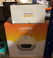 LUMIE SUNRISE ALARM - SUNRISE WAKE-UP ALARM, SUNSET SLEEP FEATURE, SOUNDS AND MOOD LIGHTING, WHITE + LUMIE BODYCLOCK SHINE 300: LOCATION - B