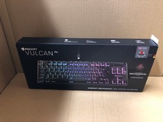 ROCCAT VULCAN TKL (UK LAYOUT) MECHANICAL PC GAMING KEYBOARD, TENKEYLESS, LINEAR TITAN SWITCH, PER-KEY AIMO RGB LIGHTING, ANODIZED ALUMINUM TOP PLATE AND DETACHABLE USB-C CABLE, BLACK.: LOCATION - B