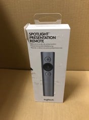 LOGITECH SPOTLIGHT WIRELESS PRESENTATION REMOTE, 2.4 GHZ AND BLUETOOTH, USB-RECEIVER, DIGITAL LASER POINTER, 30-METER OPERATING RANGE, DUAL CONNECTIVITY, TIMER, PC/MAC/ANDROID/IOS - GREY.: LOCATION -